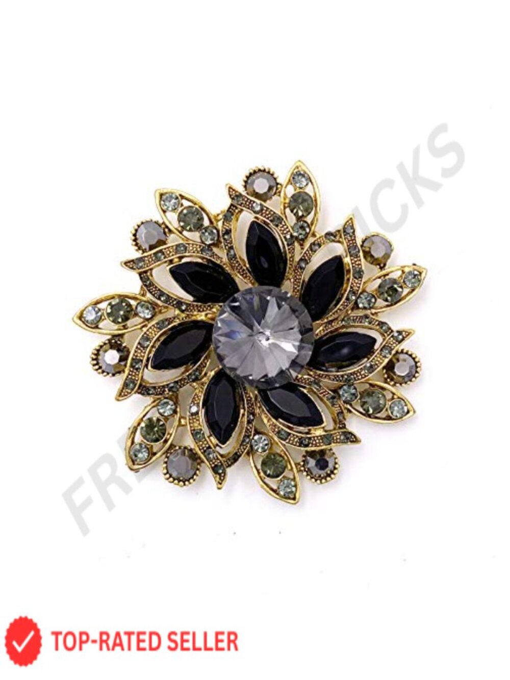 Vintage Austrian Crystal Flower Brooch Pin Elegant Wedding Jewelry